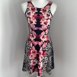 H&M cheetah/floral black and pink dress